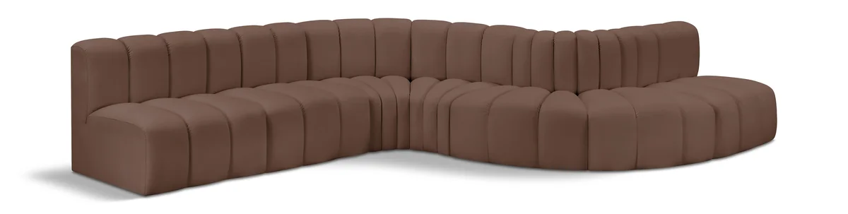 Arc - Faux Leather 7 Piece Modular Sofa - Brown