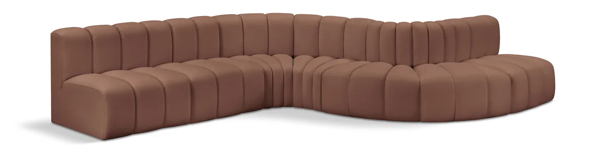 Arc - Faux Leather 7 Piece Modular Sofa - Cognac