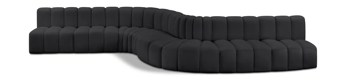 Arc - Faux Leather 8 Piece Curved Modular Sofa - Black