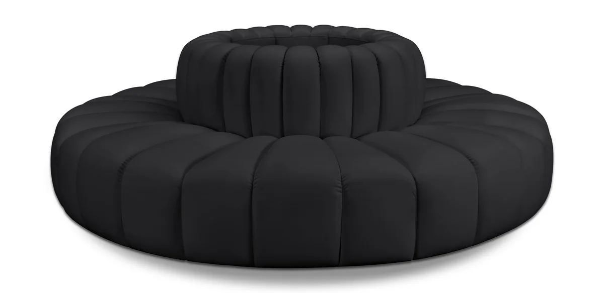 Arc - Faux Leather 8 Piece Round Modular Sofa - Black