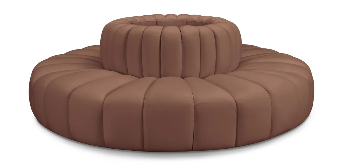 Arc - Faux Leather 8 Piece Round Modular Sofa - Cognac
