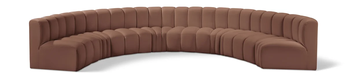 Arc - Faux Leather 8 Piece U-Shaped Modular Sofa - Cognac