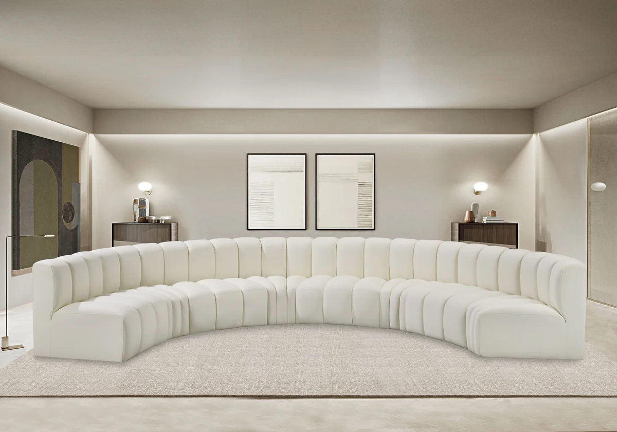 Arc - Faux Leather 8 Piece U-Shaped Modular Sofa - Cream - View 2