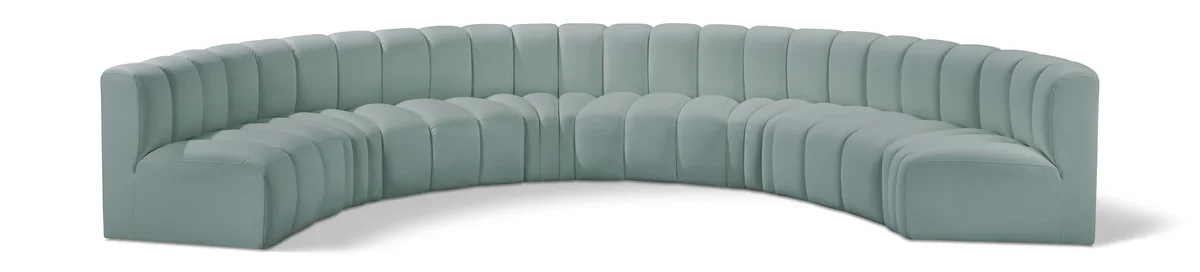 Arc - Faux Leather 8 Piece U-Shaped Modular Sofa - Mint Green