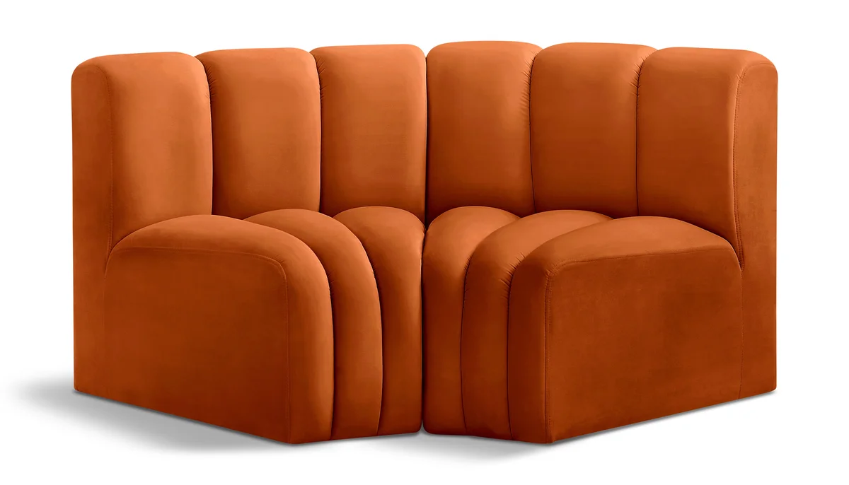 Arc - Velvet 2 Piece Modular Sofa - Cognac