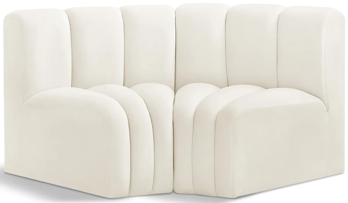 Arc - Velvet 2 Piece Modular Sofa - Cream