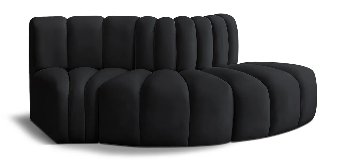 Arc - Velvet 3 Piece Modular Sofa - Black