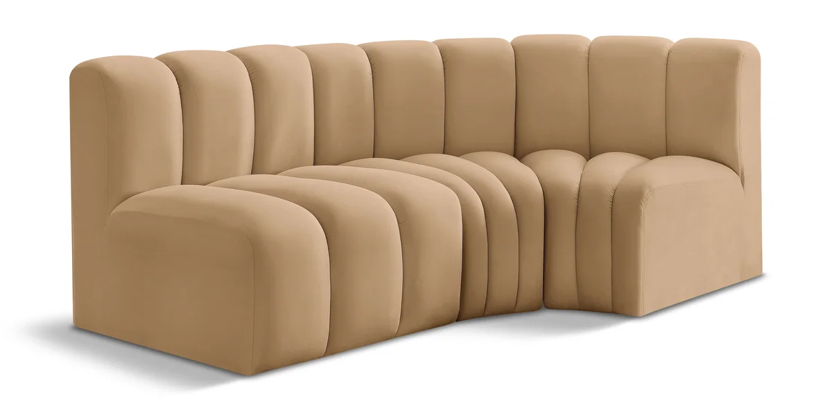 Arc - Velvet 3 Piece Sofa - Camel