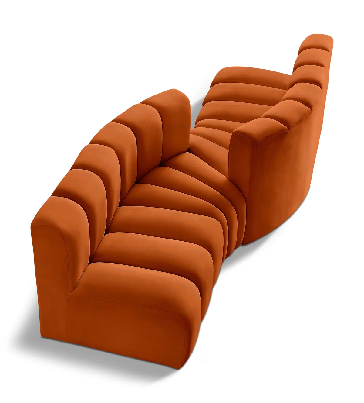 Arc - Velvet 4 Piece Sofa - Cognac