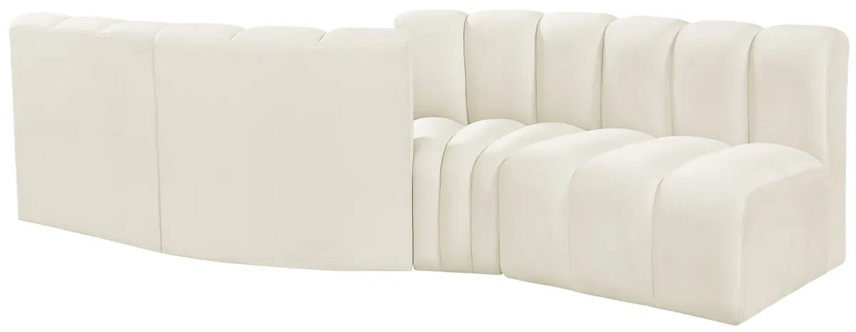 Arc - Velvet 4 Piece Sofa - Cream - View 2