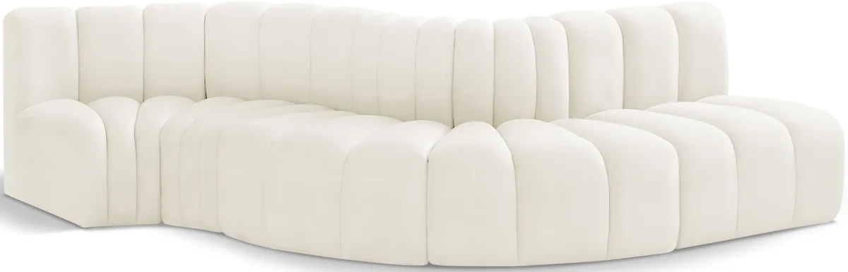 Arc - Velvet 5 Piece Modular Sofa - Cream