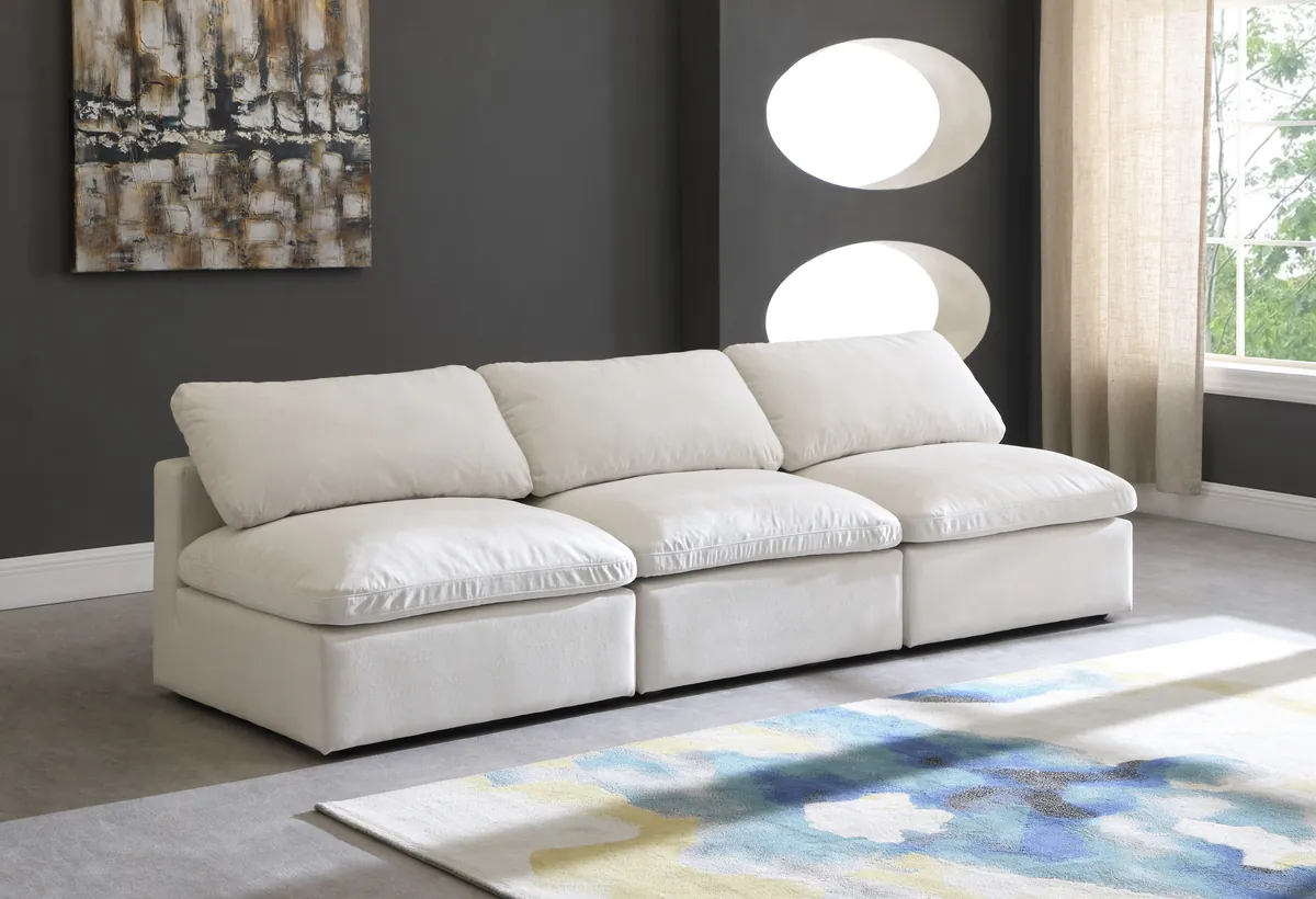 Plush - 3 Seat Modular Armless Sofa - Cream - View 2