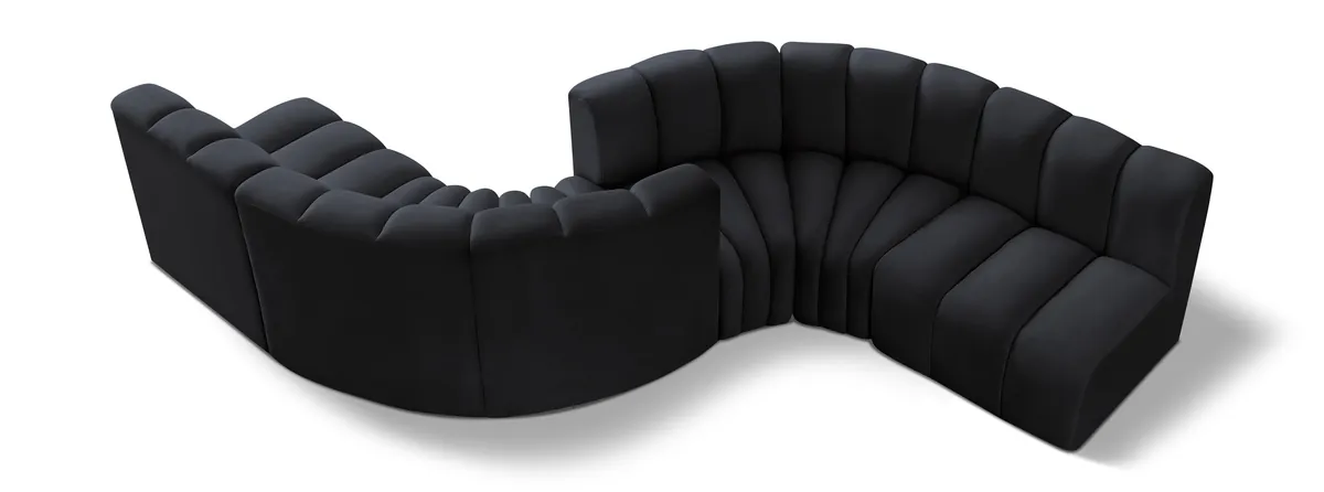 Arc - Velvet 6 Piece Modular Sofa - Black