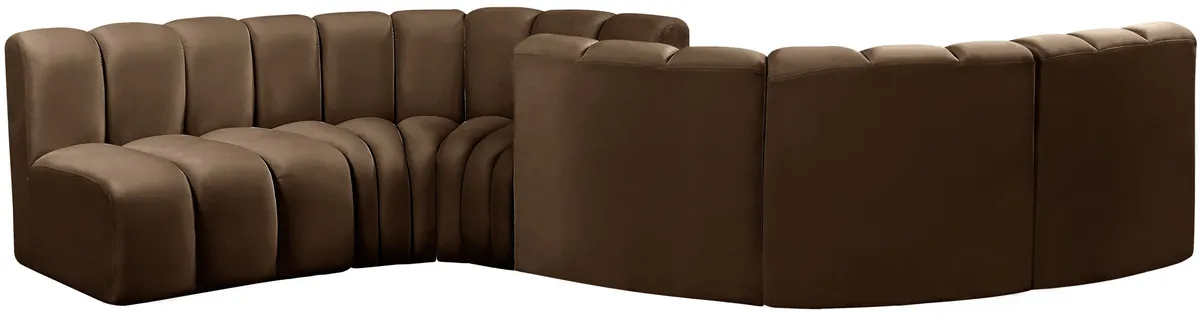 Arc - Velvet 6 Piece Modular Sofa - Brown - View 2