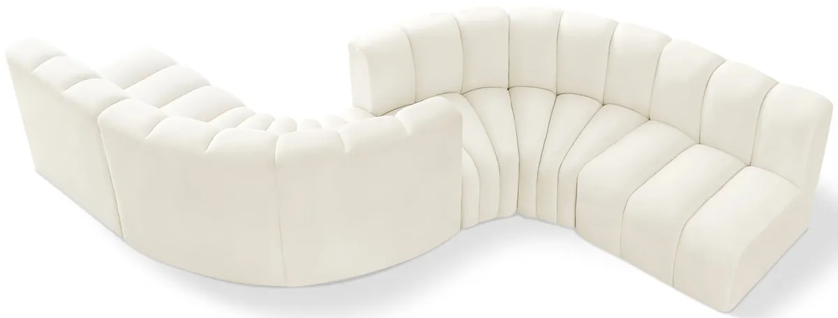 Arc - Velvet 6 Piece Modular Sofa - Cream