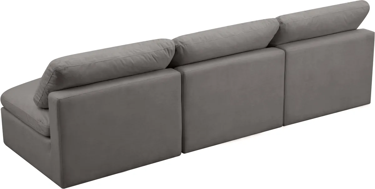 Plush - 3 Seat Modular Armless Sofa - Gray
