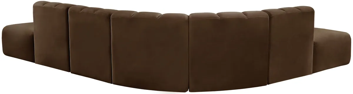 Arc - Velvet 7 Piece Corner Modular Sofa - Brown - View 2