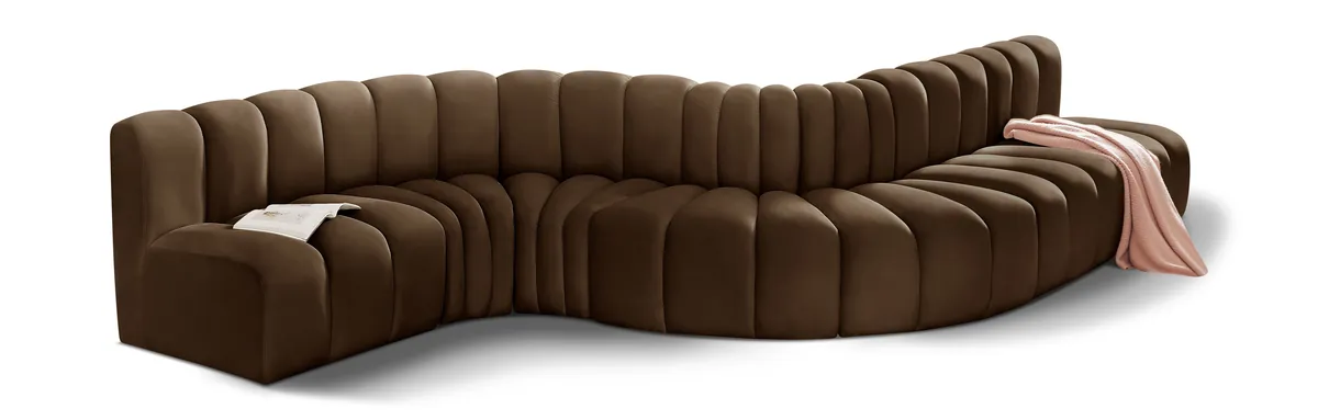 Arc - Velvet 7 Piece Modular Sofa - Brown