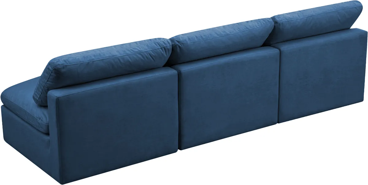 Plush - 3 Seat Modular Armless Sofa - Navy