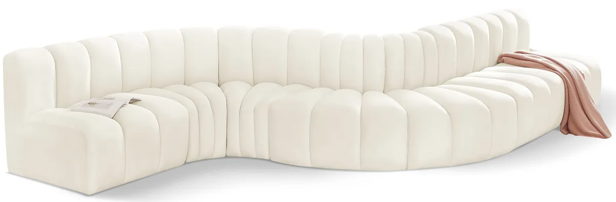 Arc - Velvet 7 Piece Modular Sofa - Cream