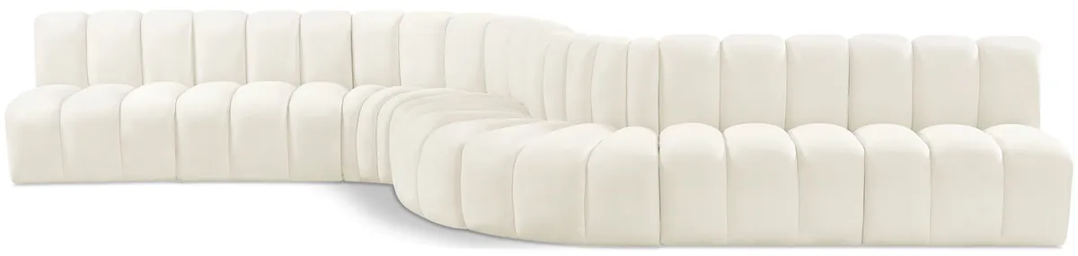 Arc - Velvet 8 Piece Curved Modular Sofa - Cream