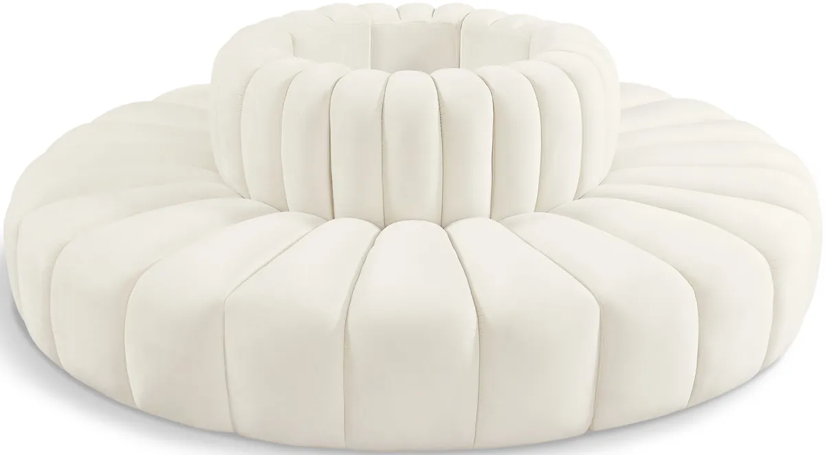 Arc - Velvet 8 Piece Round Modular Sofa - Cream
