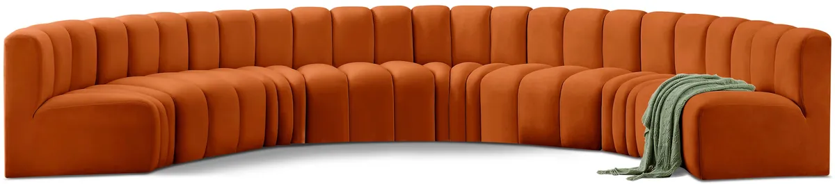 Arc - Velvet 8 Piece U-Shaped Modular Sofa - Cognac