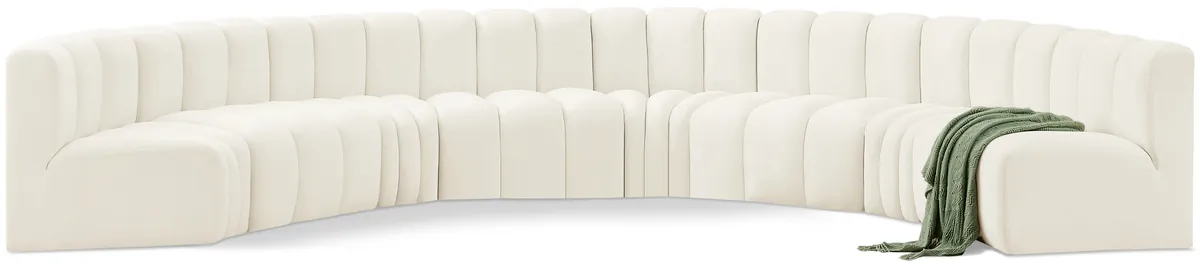 Arc - Velvet 8 Piece U-Shaped Modular Sofa - Cream