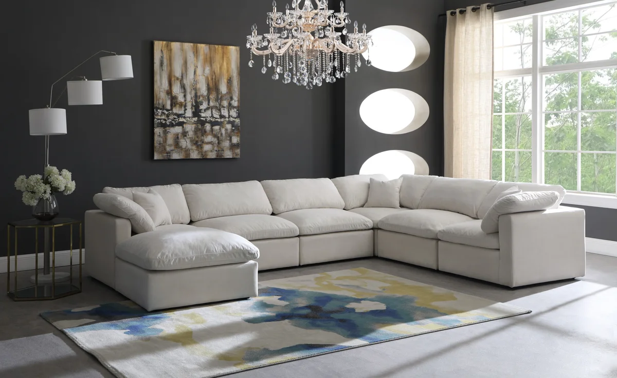 Plush - 7 Piece Modular Sectional - Cream - View 2