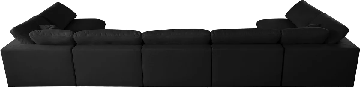 Plush - 7 Piece Modular U-Shaped Sectional - Black
