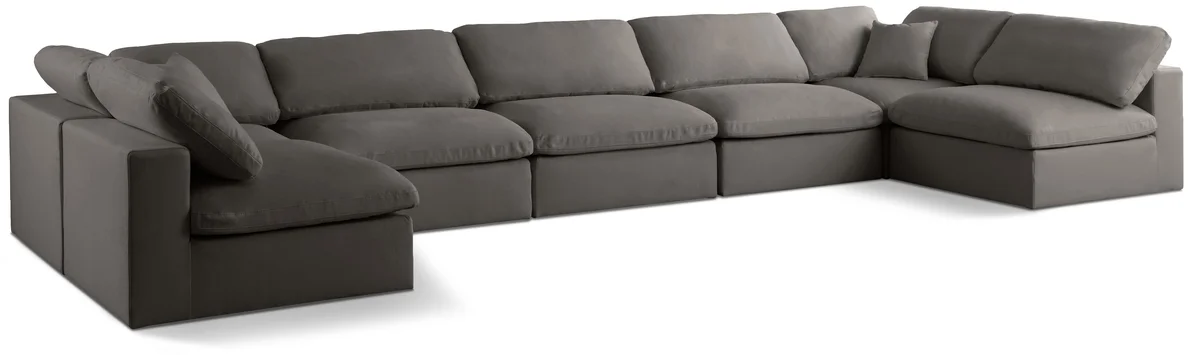 Plush - 7 Piece Modular U-Shaped Sectional - Gray