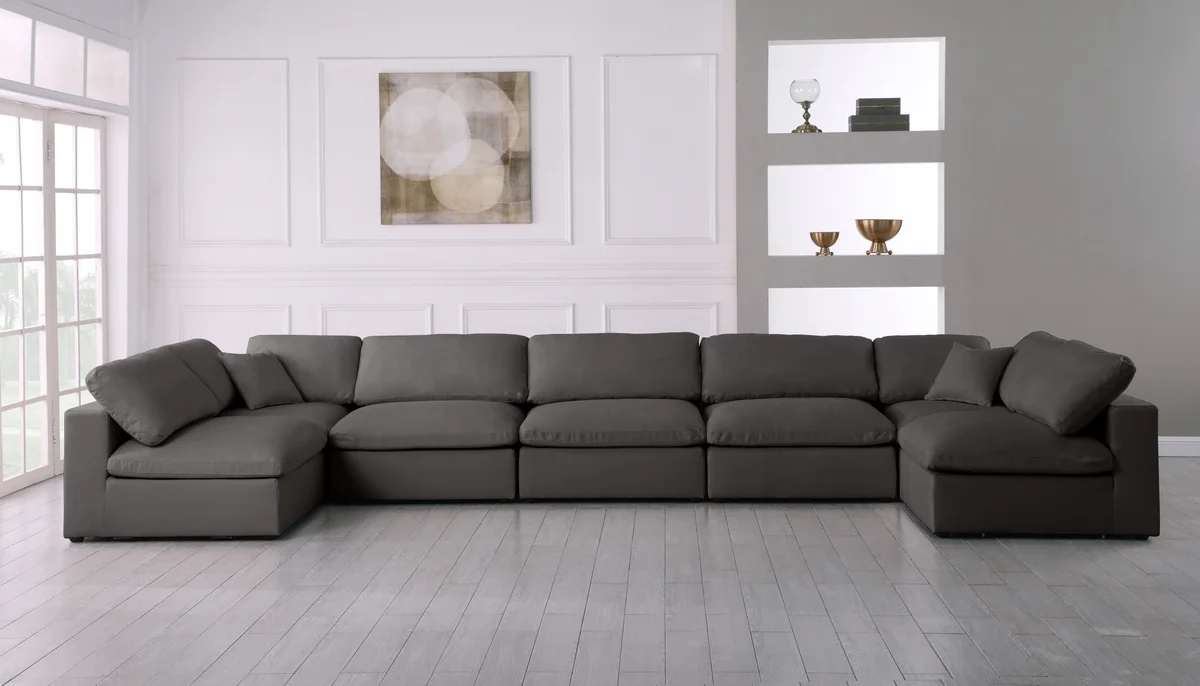 Plush - 7 Piece Modular U-Shaped Sectional - Gray