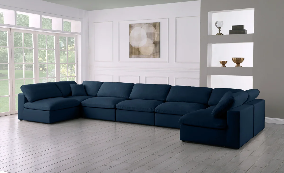 Plush - 7 Piece Modular U-Shaped Sectional - Navy - View 2
