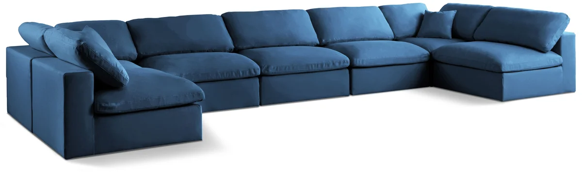 Plush - 7 Piece Modular U-Shaped Sectional - Navy