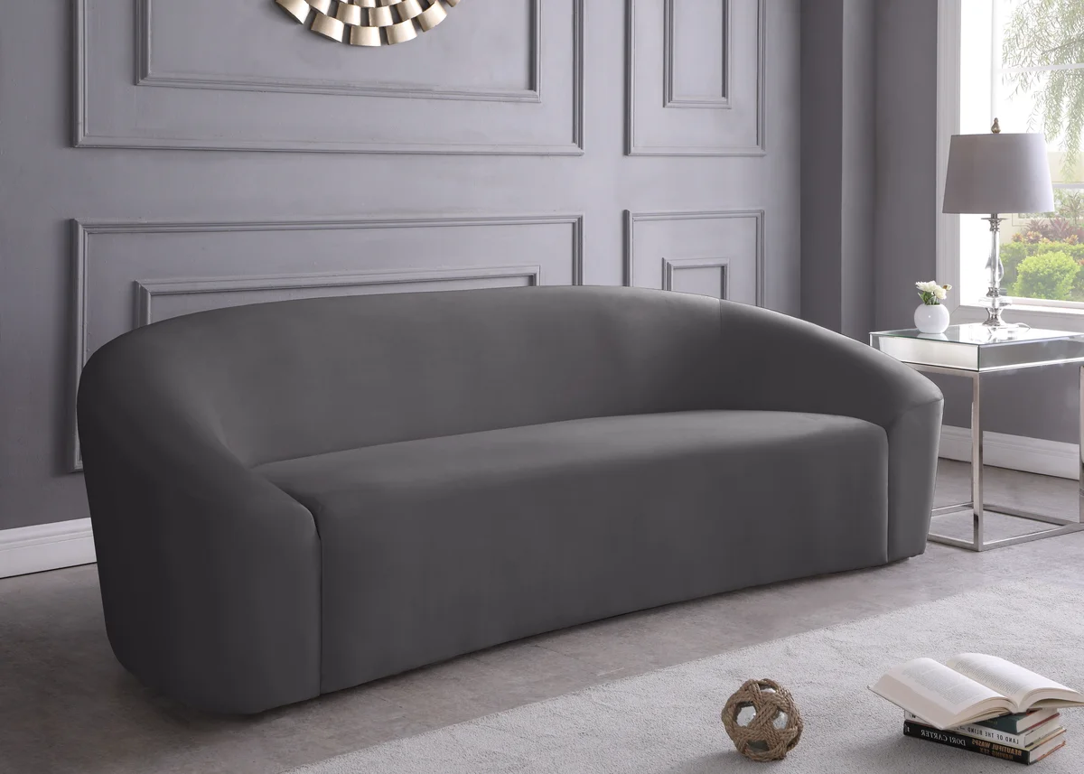 Riley - Velvet Sofa - Gray - View 2