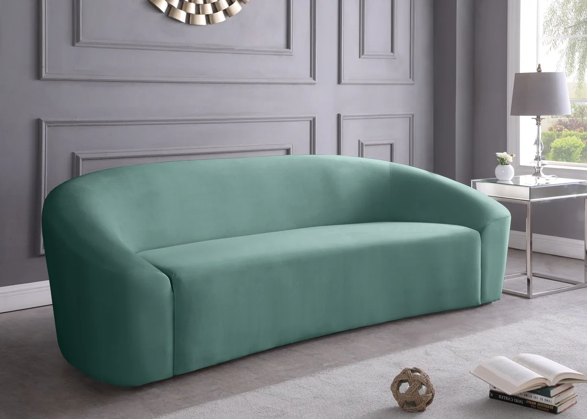 Riley - Velvet Sofa - Mint - View 2