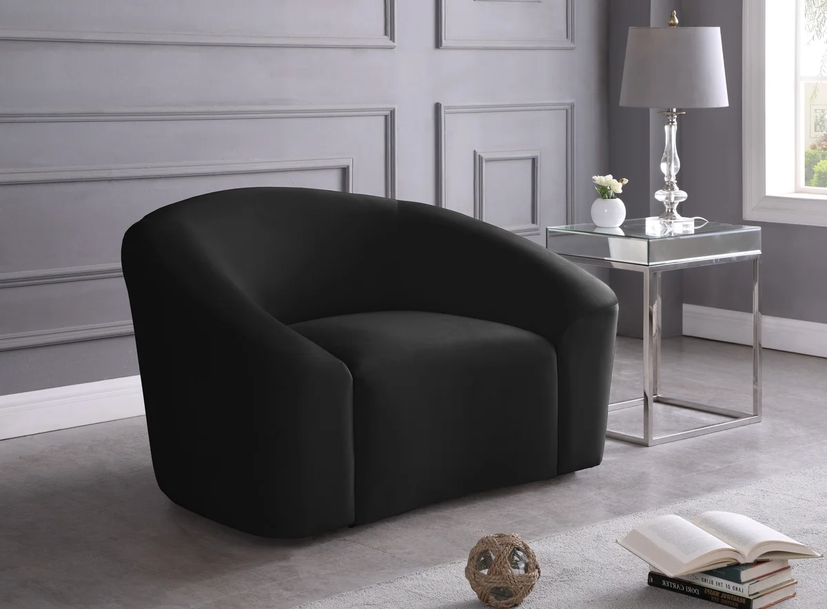 Riley - Velvet Chair - Black - View 2