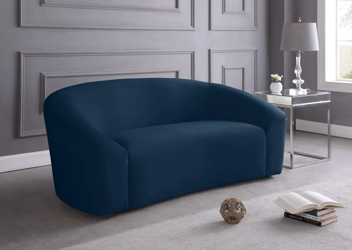 Riley - Velvet Loveseat - Navy - View 2