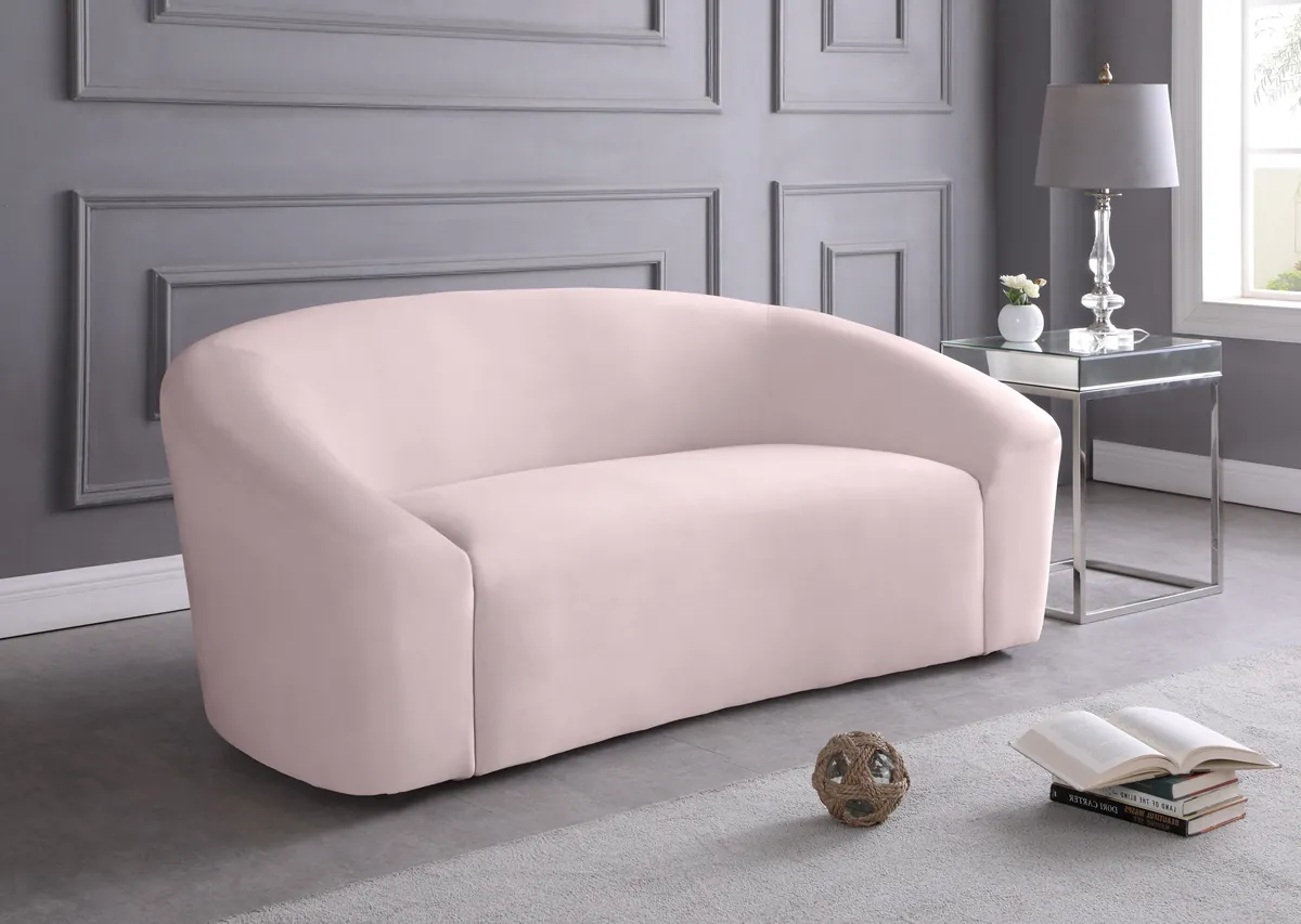 Riley - Velvet Loveseat - Pink - View 2