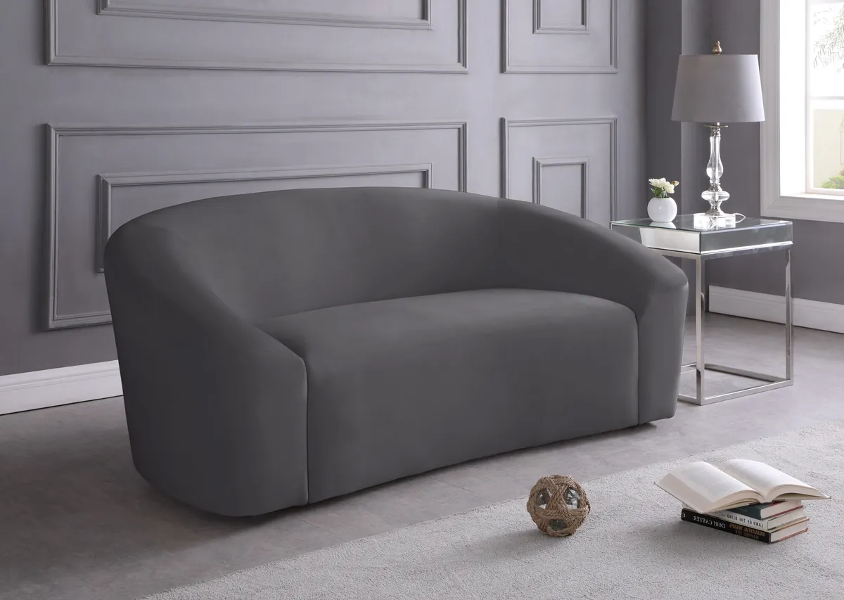 Riley - Velvet Loveseat - Gray - View 2