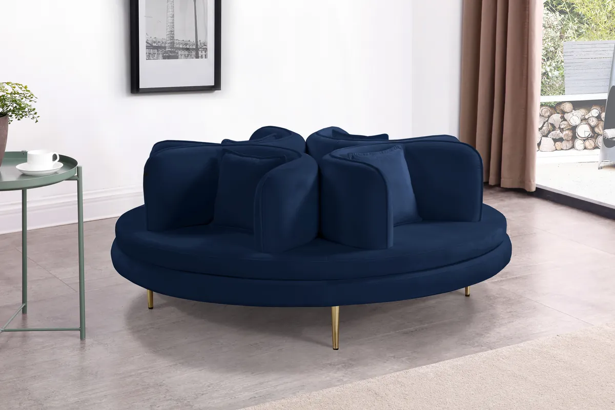 Circlet - Round Sofa Settee - Navy - View 2