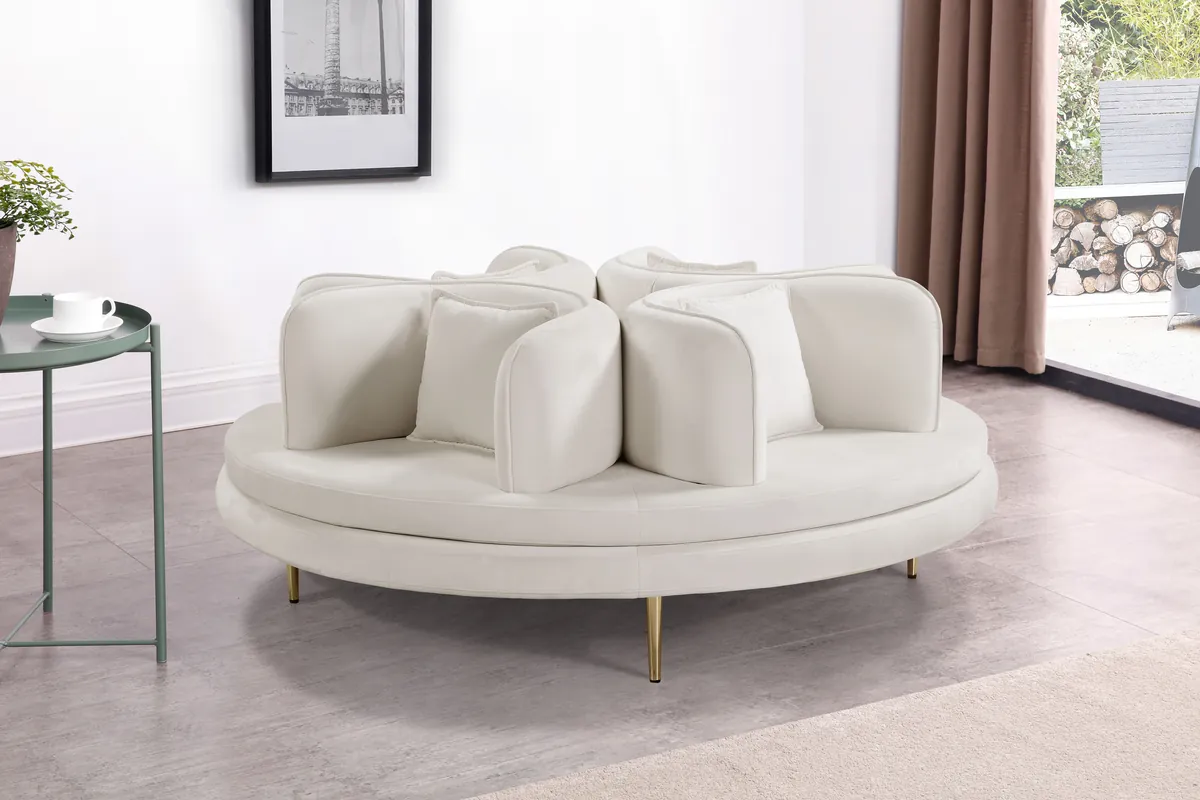 Circlet - Round Sofa Settee - Cream - View 2