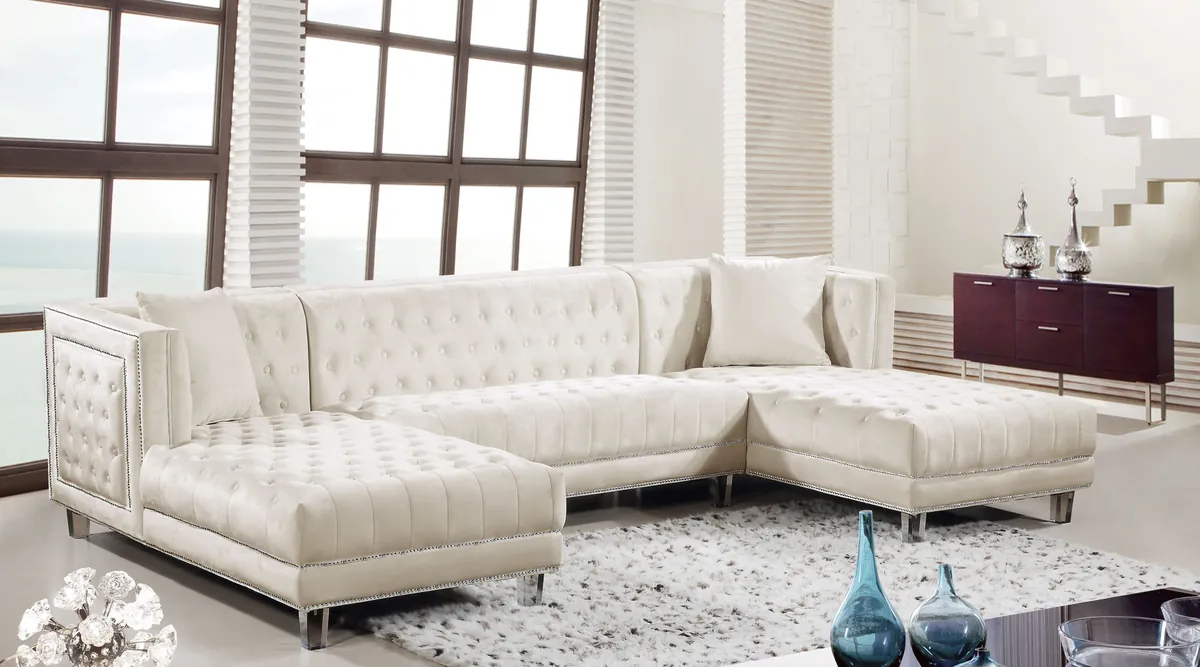 Moda - 3 Piece Sectional - Cream - View 2