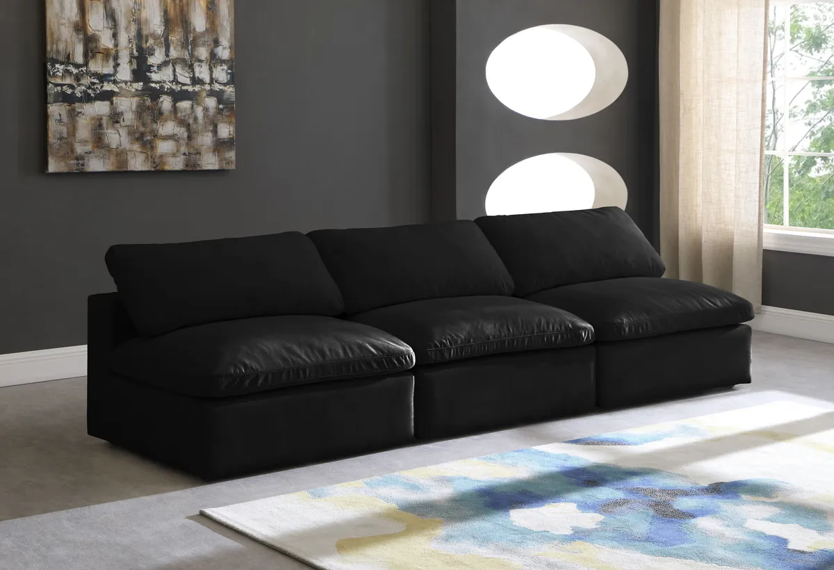 Cozy - Modular 3 Seat Armless Sofa - Black - View 2