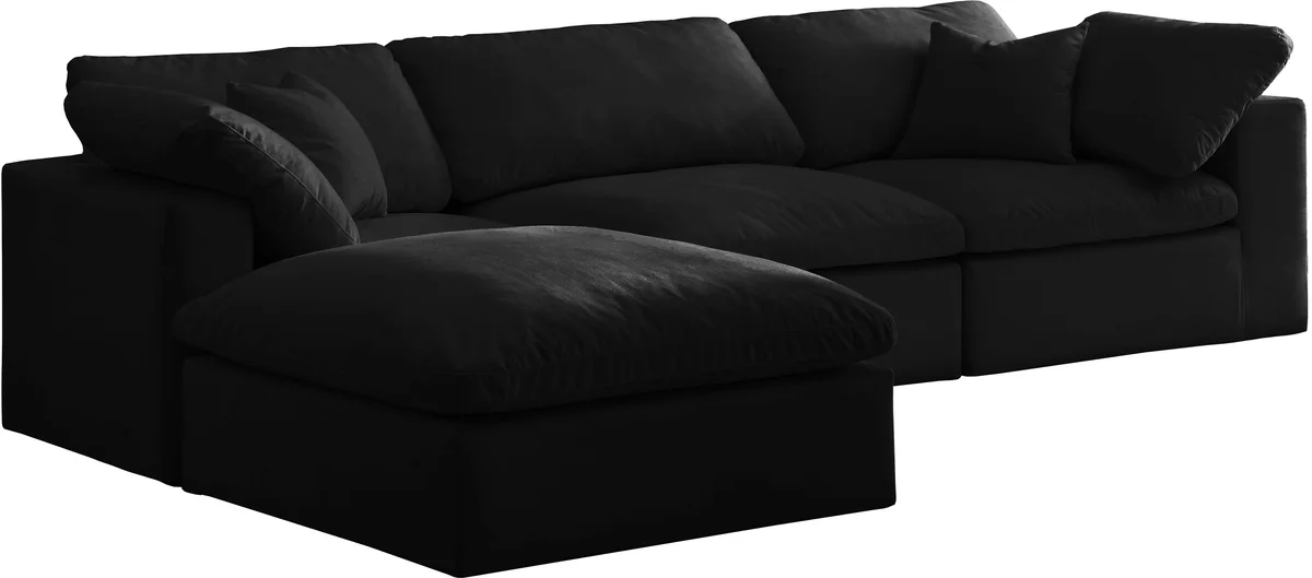 Cozy - 4 Piece Modular Sectional With Chaise - Black