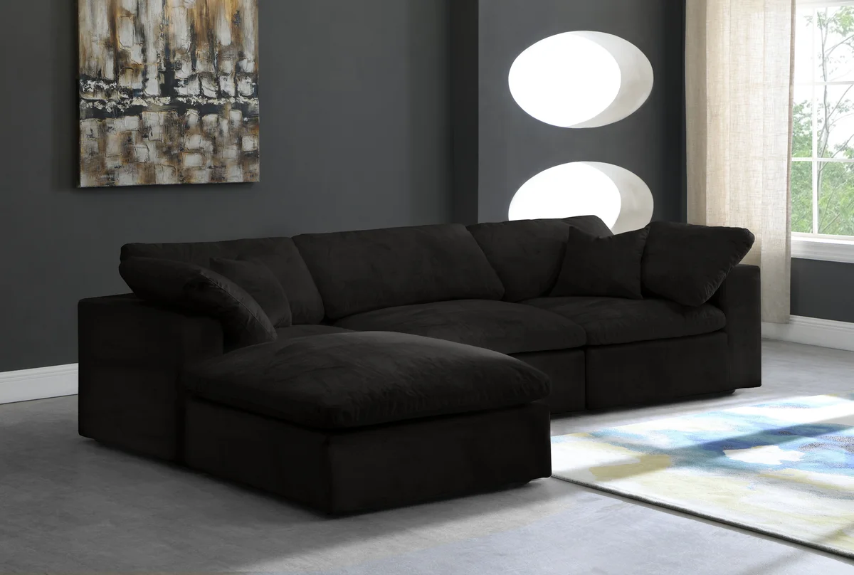 Cozy - 4 Piece Modular Sectional With Chaise - Black