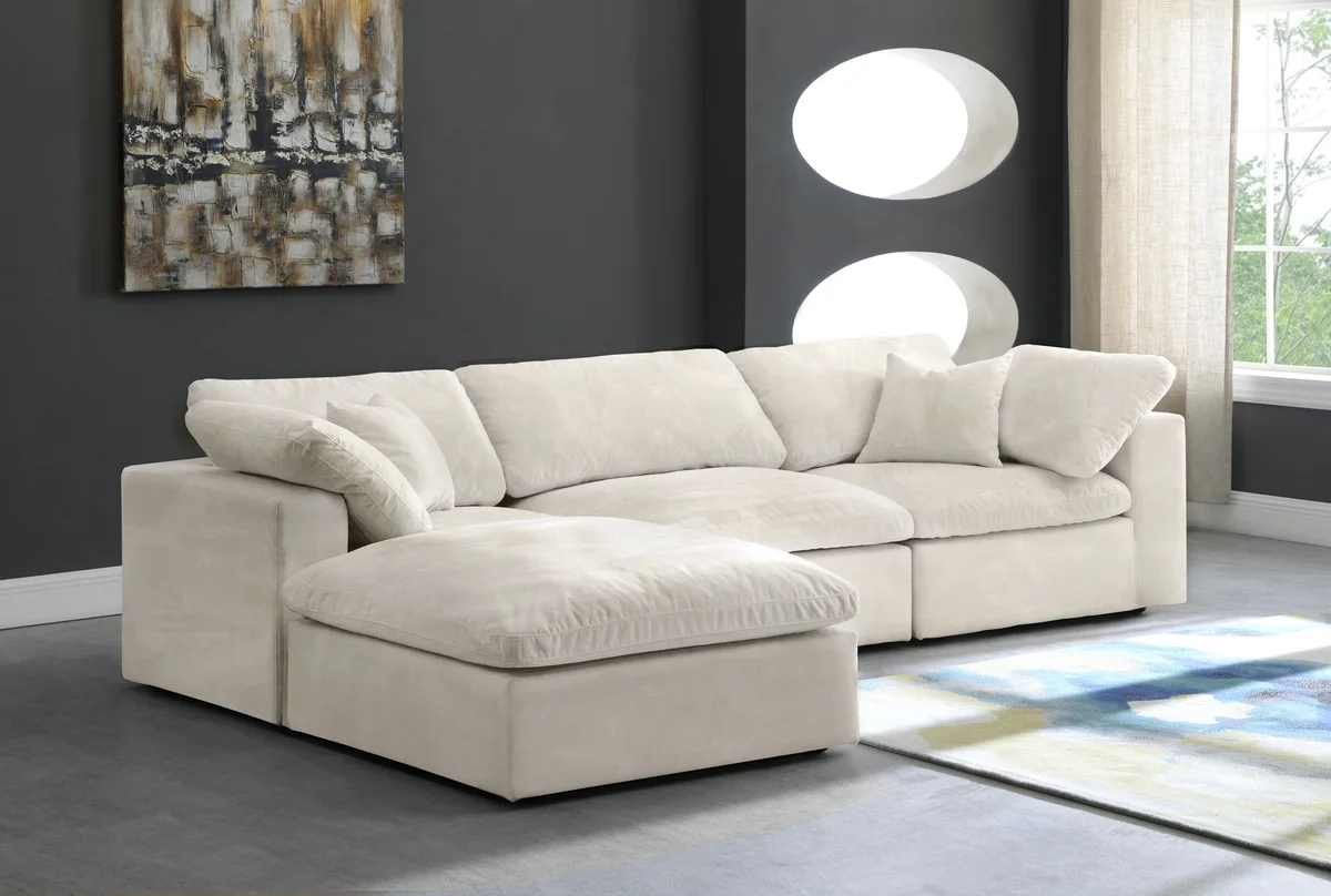 Cozy - 4 Piece Modular Sectional With Chaise - Cream