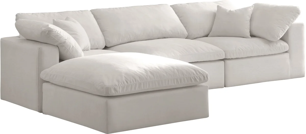 Cozy - 4 Piece Modular Sectional With Chaise - Cream
