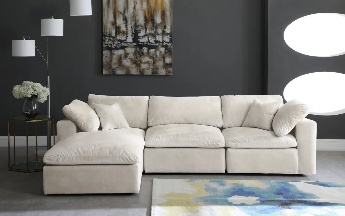 Cozy - 4 Piece Modular Sectional With Chaise - Cream