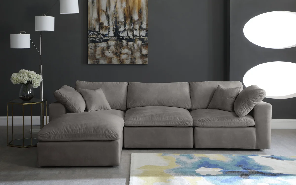 Cozy - 4 Piece Modular Sectional With Chaise - Gray